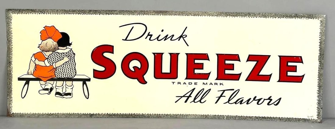 Drink Squeeze Soda Pop Embossed Tin Sign (1 of 5)
