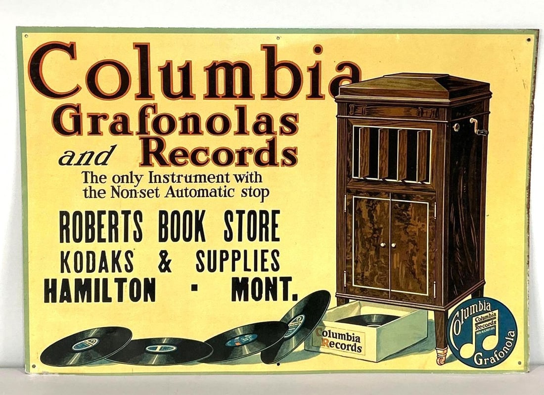 Columbia Grafonolas And Records Tin Sign W/ Grafonola Graphic (1 of 5)