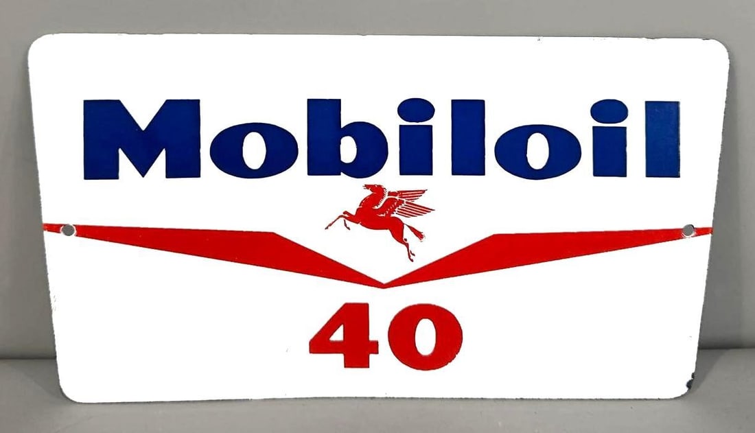 Mobiloil "40" Porcelain Sign W/ Pegasus Graphic (1 of 2)