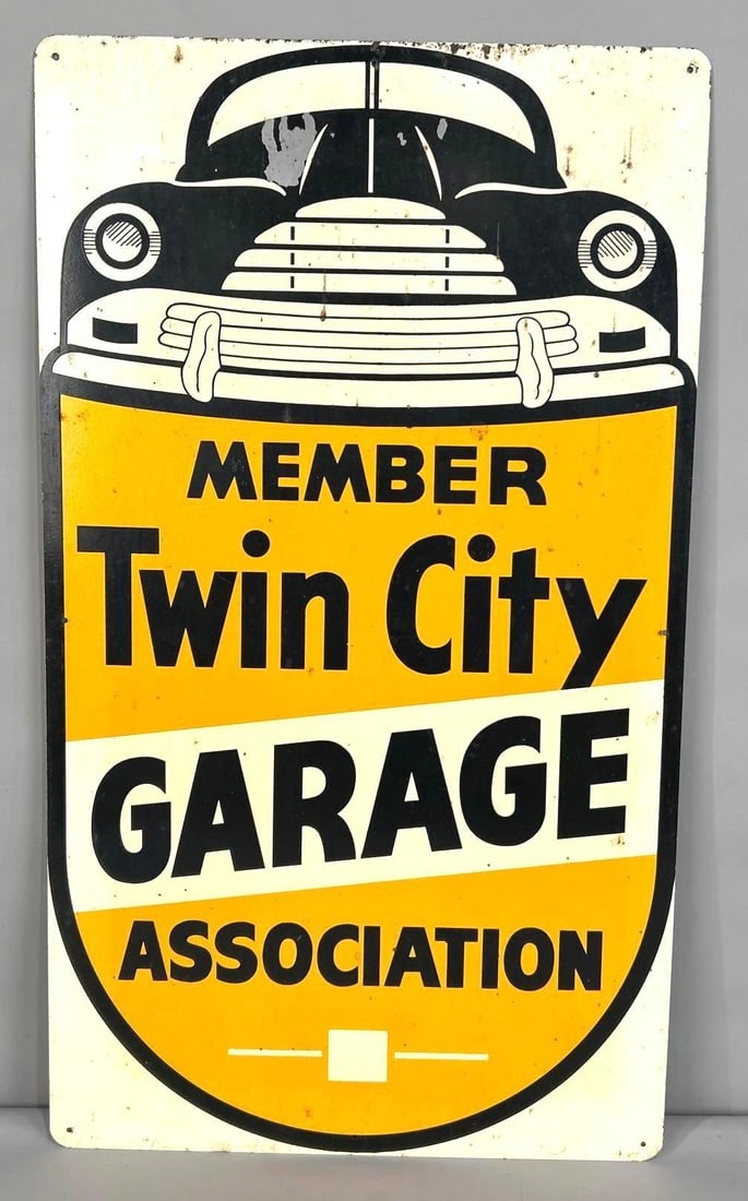 Twin City Garage Sign W/ Automobile Graphic (1 of 5)