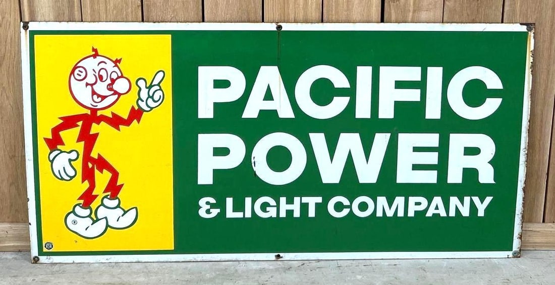 Pacific Power & Light Company Single-Sided Porcelain W/ Reddy Kilowatt Graphic (1 of 4)
