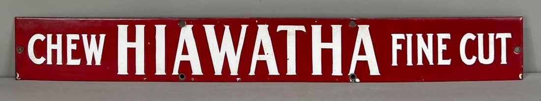 Chew Hiawatha Fine Cut (tobacco) Porcelain Sign (TAC) (1 of 5)