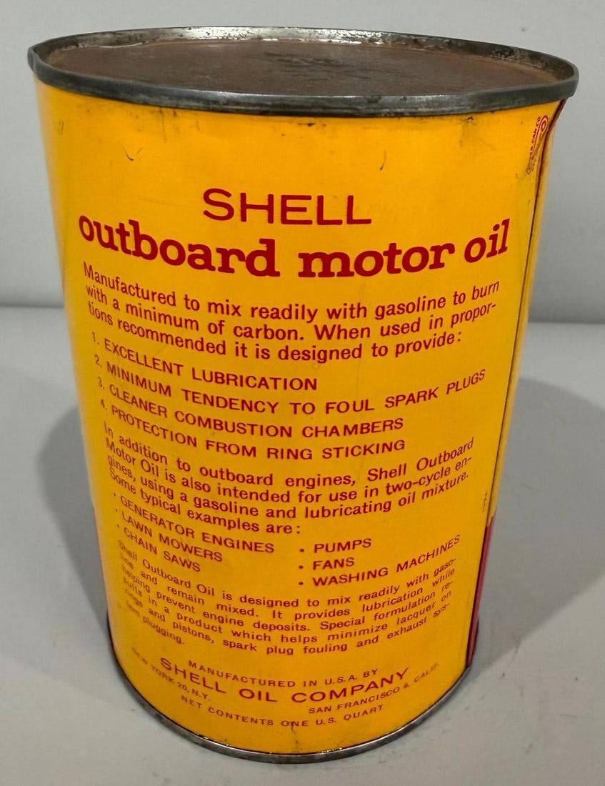 Shell Outboard Motor Oil Metal Quart Can - 2