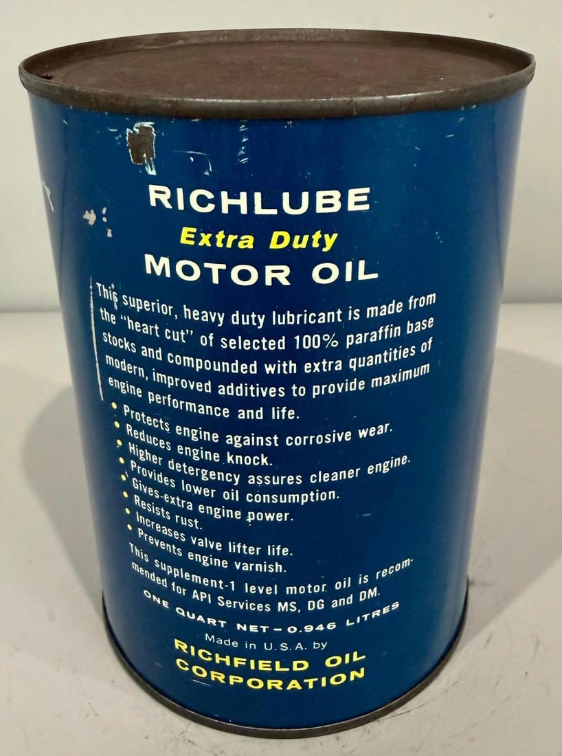 Richlube Motor Oil Metal Quart Can - 2