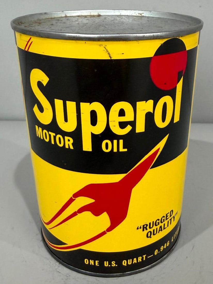 Superol w/ Logo Metal Quart Can: rate 9, the metal quart has excellent color and shine, is empty, in great condition 