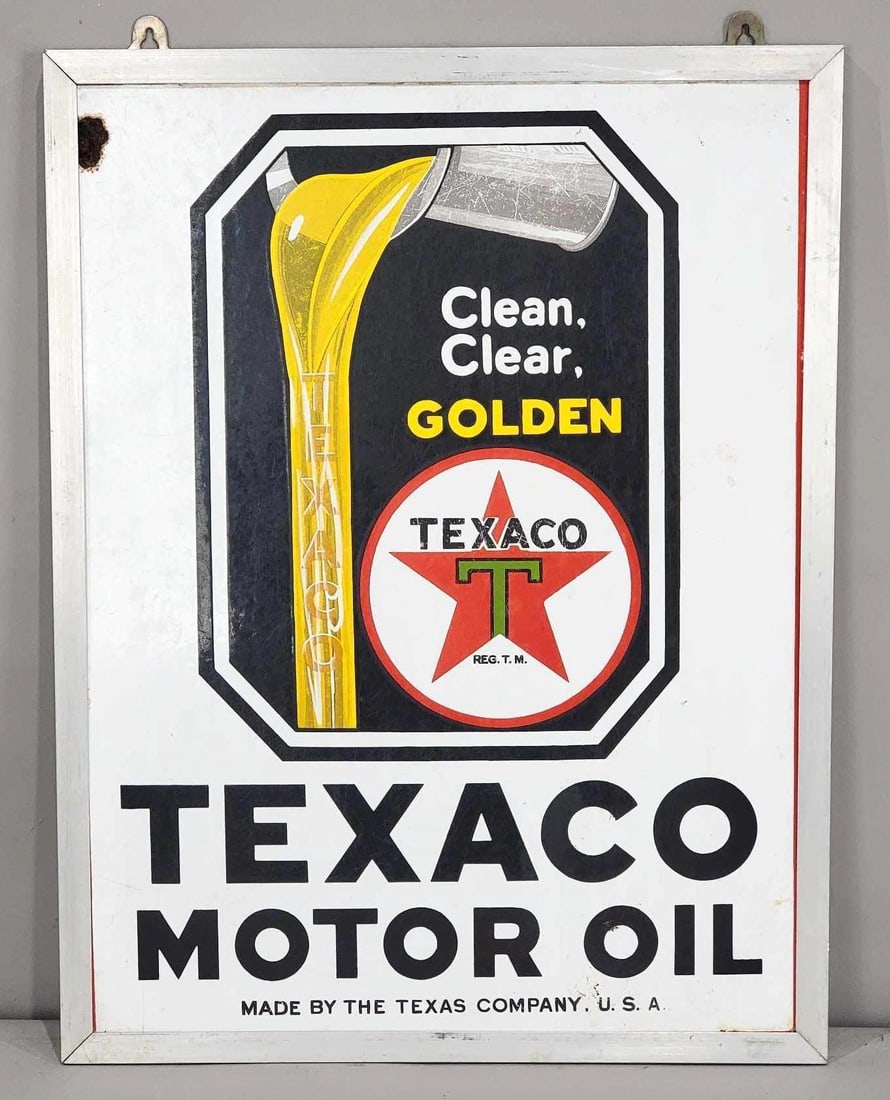 Texaco (black-T) Motor Oil Porcelain Sign (1 of 2)