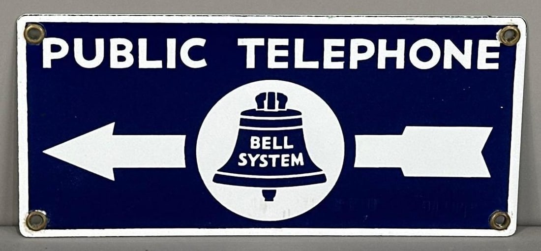 Bell System Public Telephone Single-Sided Porcelain Sign (1 of 3)