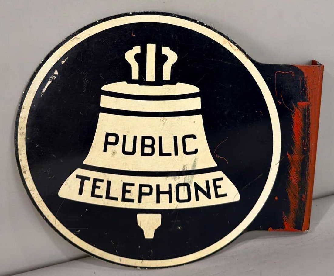 Public Telephone Painted Metal Flange Sign (1 of 7)