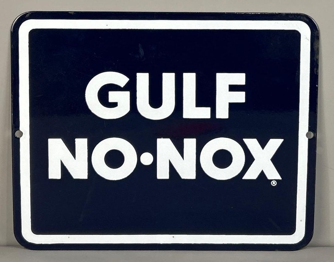 Gulf No-Nox Porcelain pump Plate Sign (1 of 3)