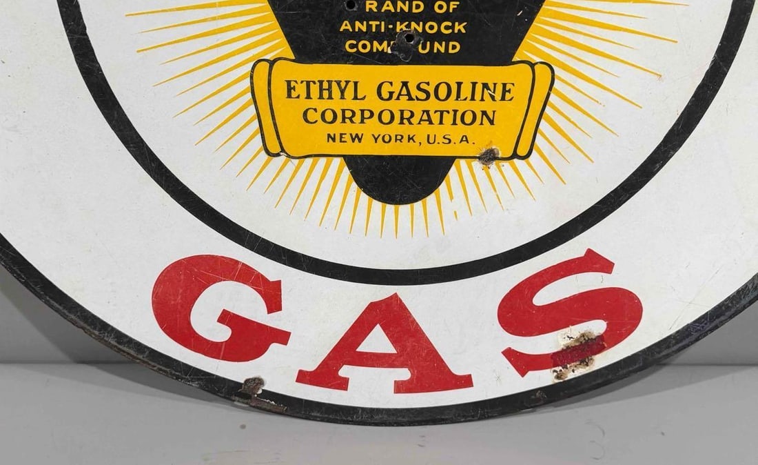 30" Loreco Gas w/Ethyl Logo Porcelain Sign (TAC) - 2