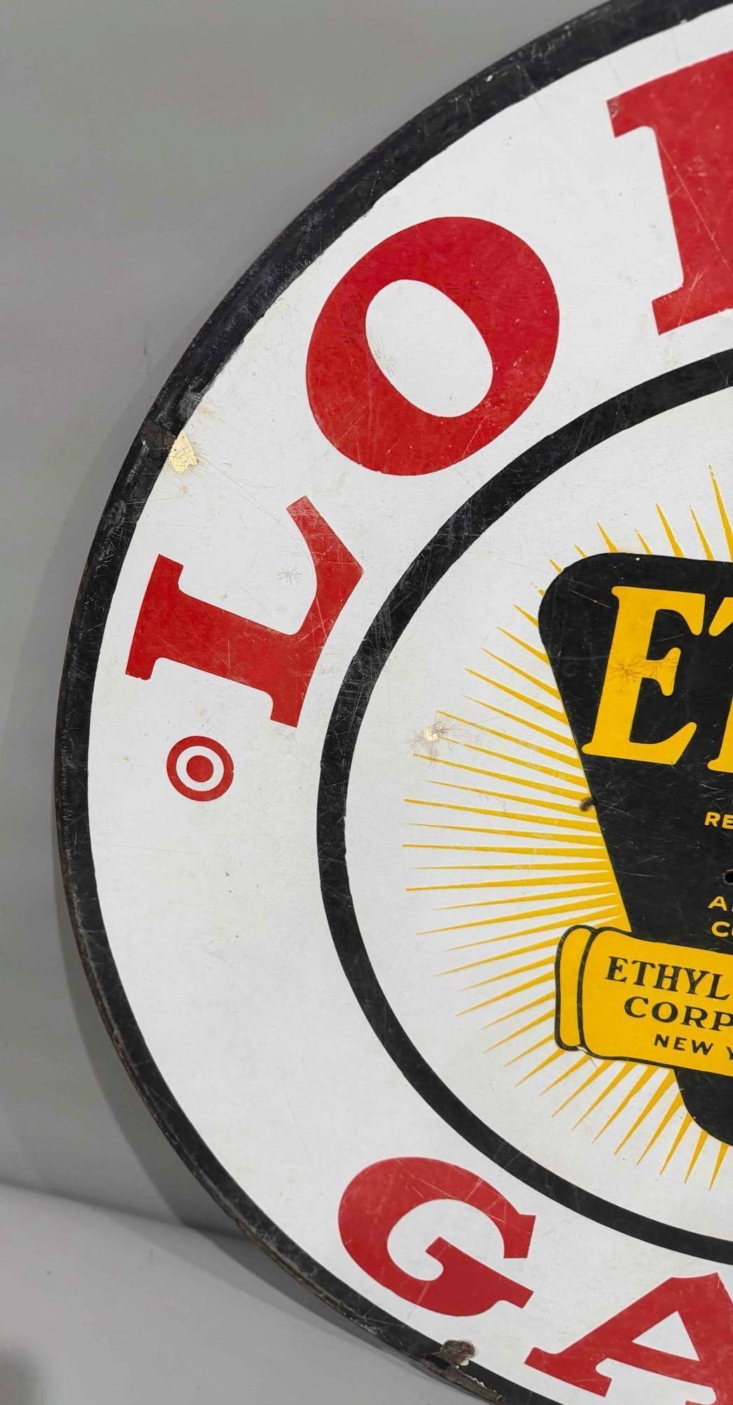 30" Loreco Gas w/Ethyl Logo Porcelain Sign (TAC) - 3