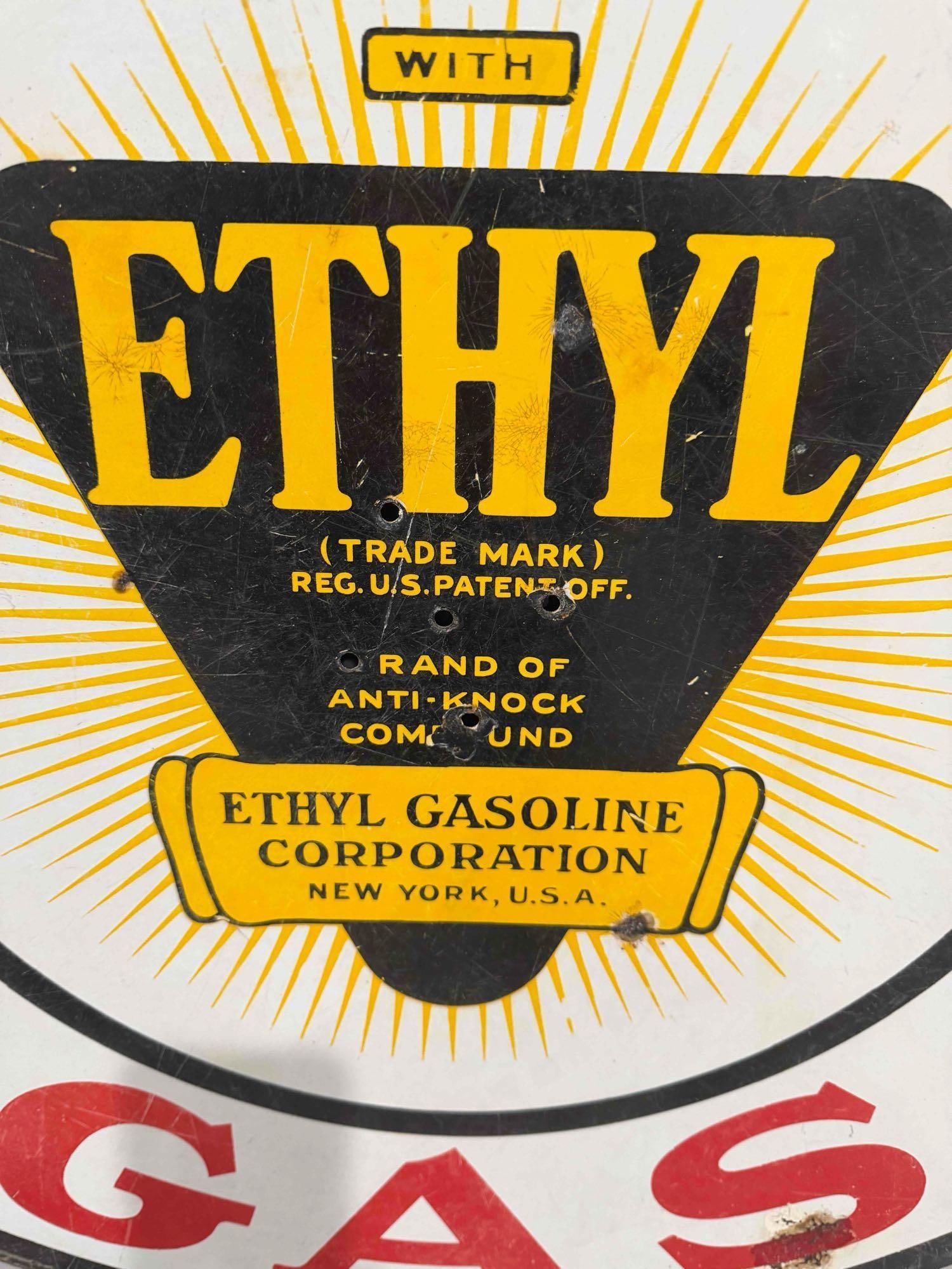 30" Loreco Gas w/Ethyl Logo Porcelain Sign (TAC) - 5