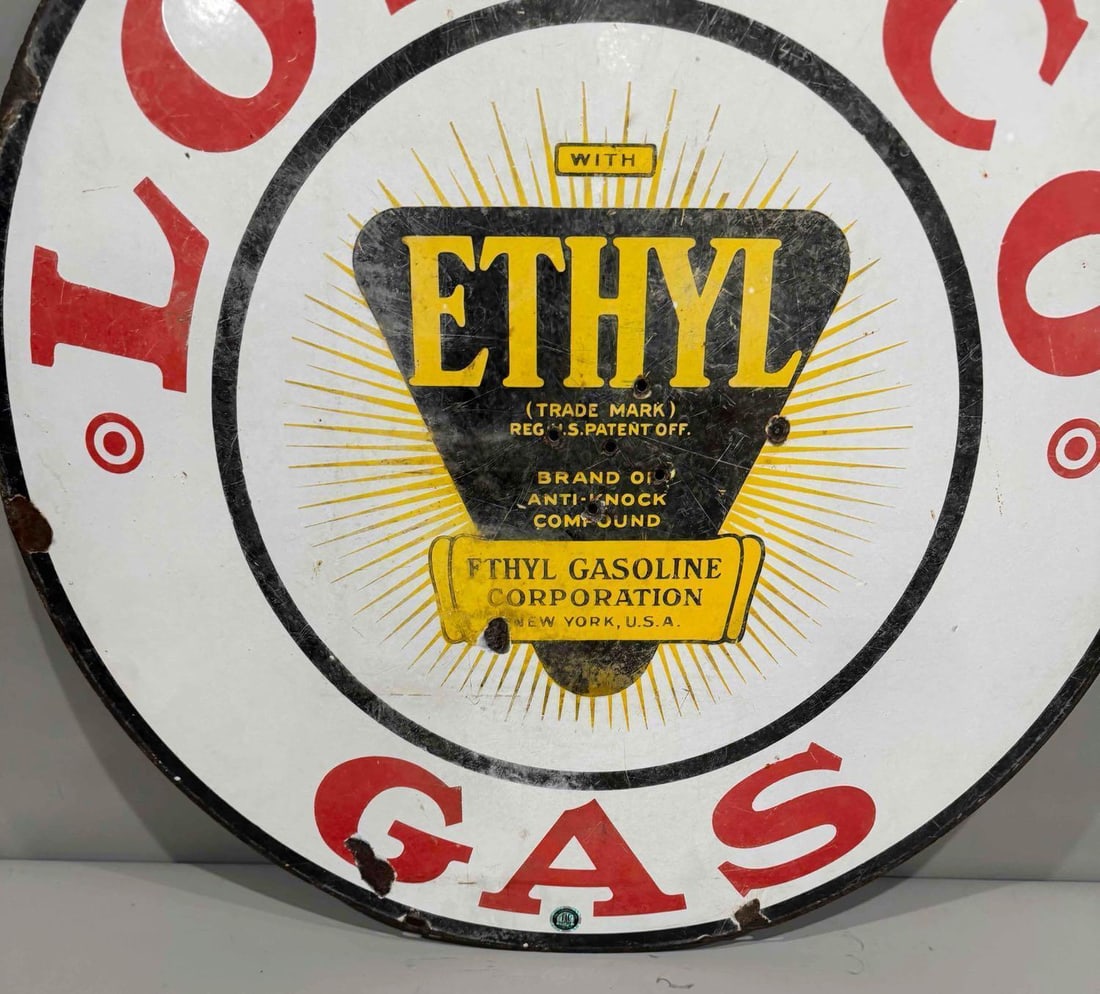 30" Loreco Gas w/Ethyl Logo Porcelain Sign (TAC) - 8
