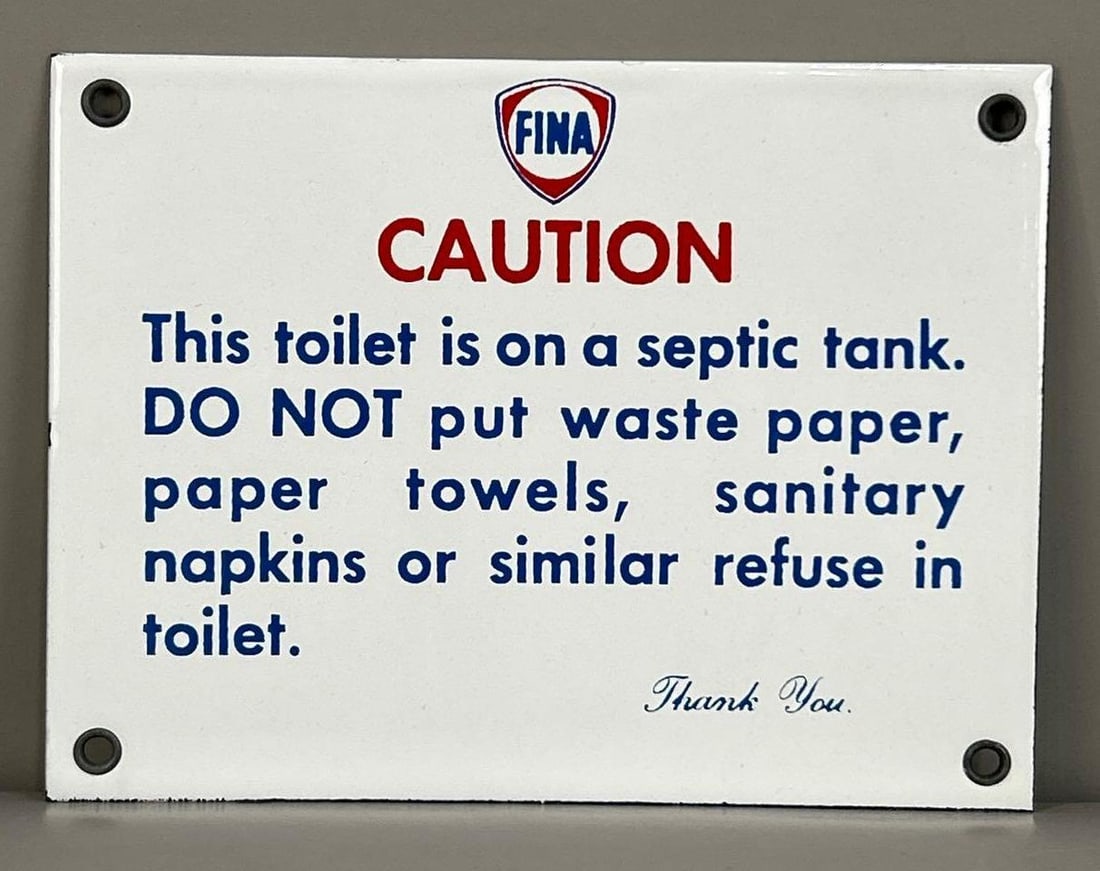 FINA Caution Porcelain Sign W/ Logo Graphic (1 of 4)