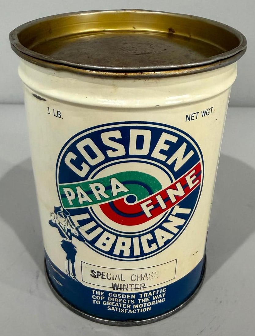 Cosden One Pound Metal Grease Can: rate 8.75, the one pound can has great color and shine, clean grease can 