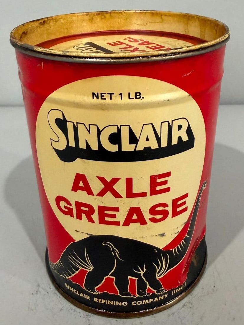 Sinclair Axle Grease w/ Standing Dino Metal Grease Can (1 of 3)