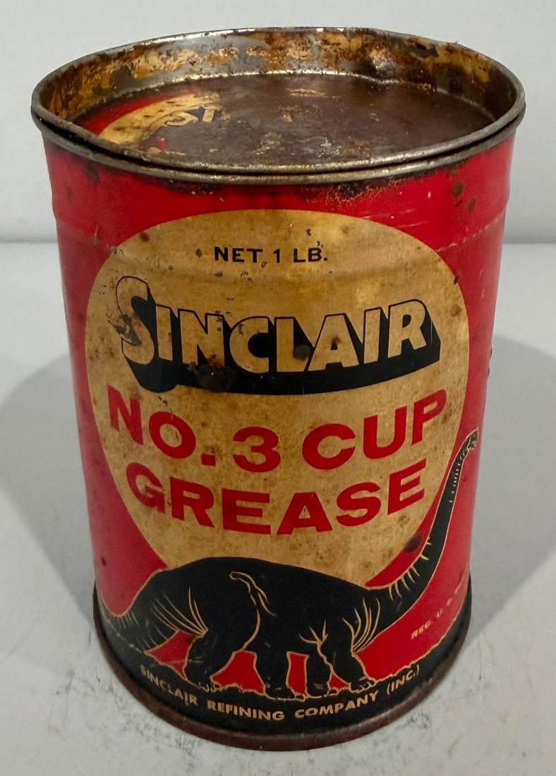 Sinclair Cup Grease w/ Standing Dino Metal Grease Can (1 of 3)