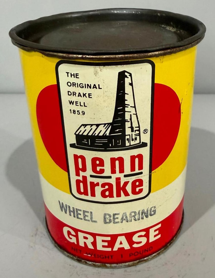 Penn Drake Metal Grease Can: rate 8.75, the one pound metal grease can has good color and shine, is empty