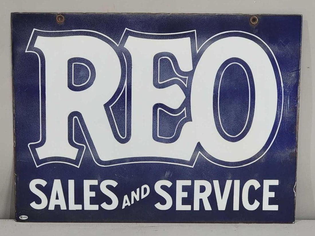 REO Sales & Service Porcelain Sign (TAC) (1 of 3)