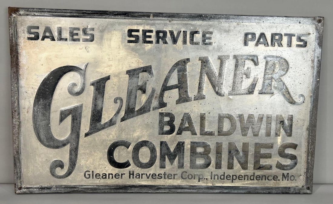 Gleaner Baldwin Combines Self-Framed Embossed Tin Sign (1 of 5)