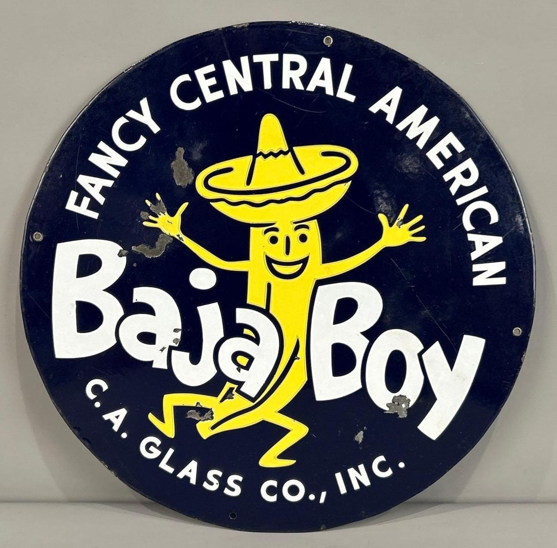 Baja Boy Single-Sided Porcelain Sign W/ Dancing Banana Graphic (1 of 5)