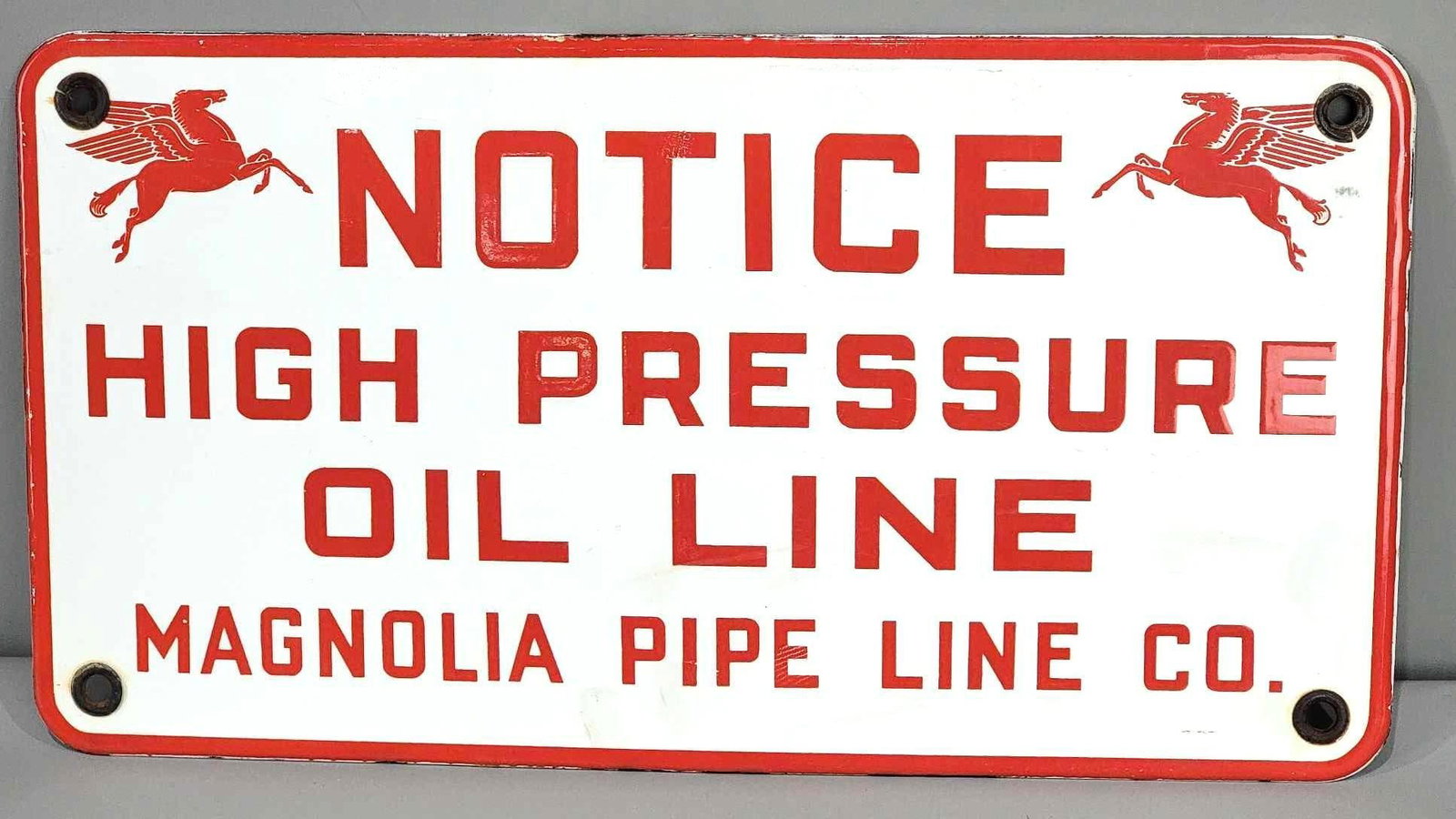 Magnolia Pipe Line w/Pegasus Notice Porcelain Sign (TAC) (1 of 3)