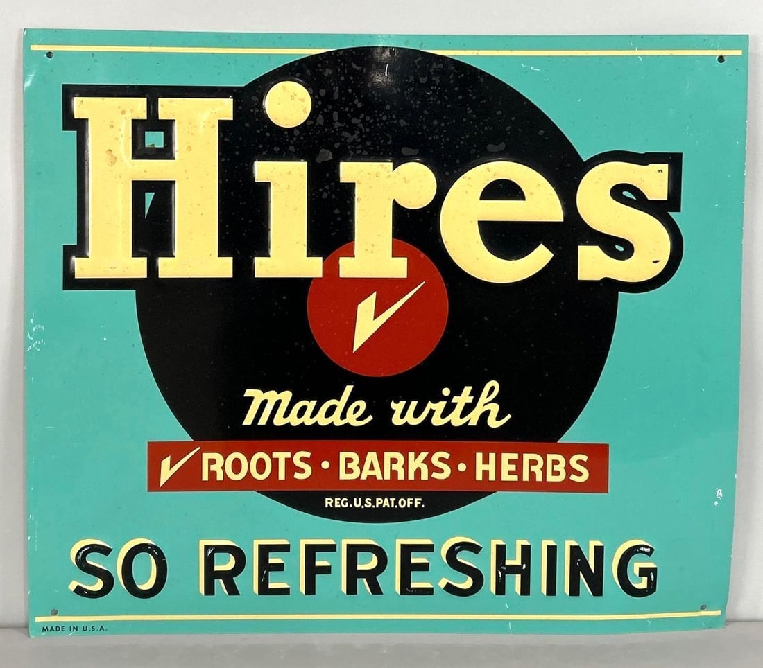Hires Root Beer "So Refreshing" Embossed Tin Sign (1 of 5)