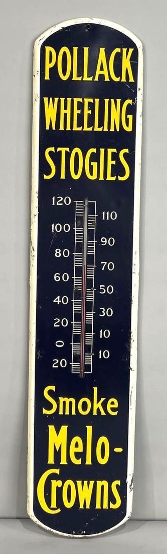 Pollack Wheeling Stogies Tin Thermometer Sign (1 of 5)