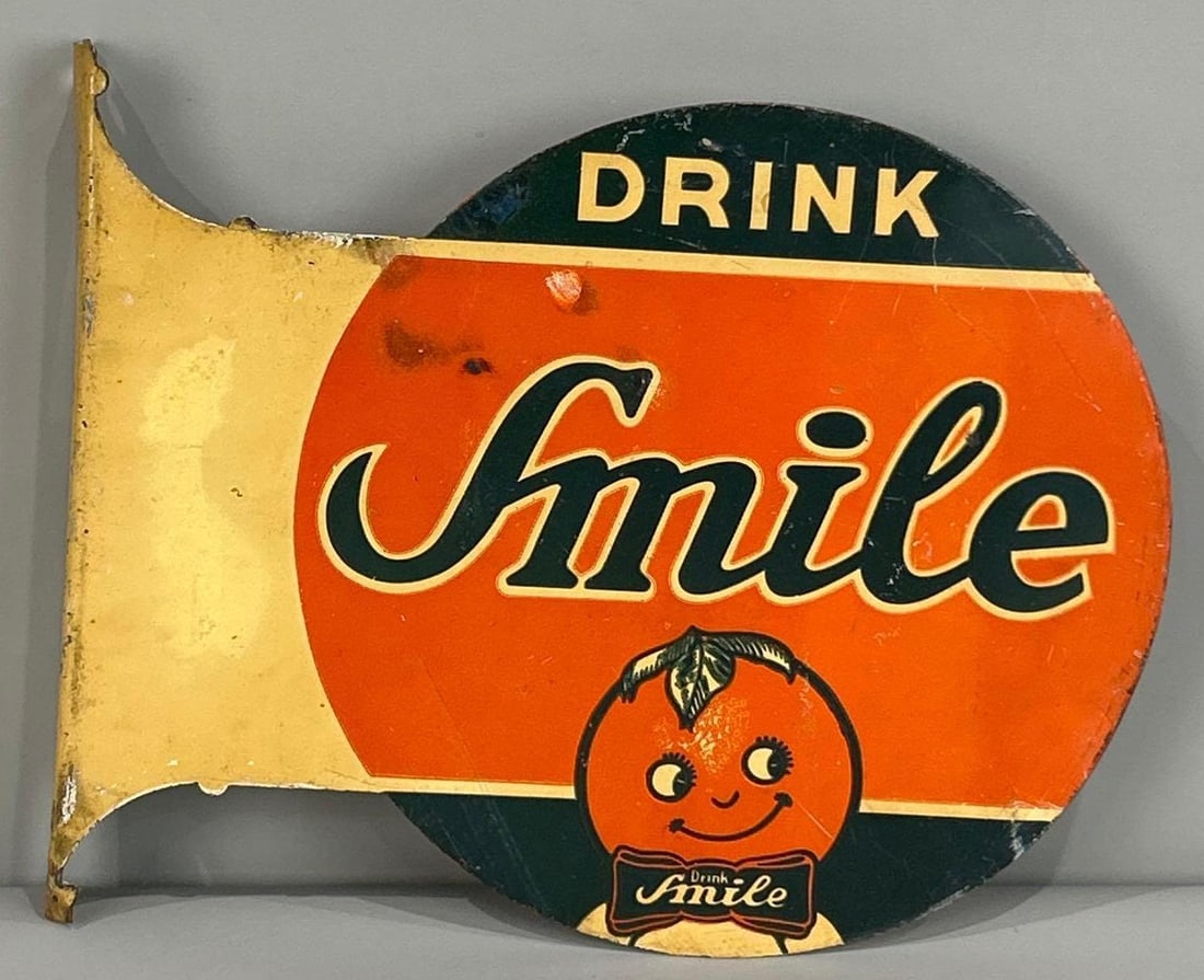 Drink Smile Painted Metal Flange Sign W/ Mascot Graphic (1 of 7)