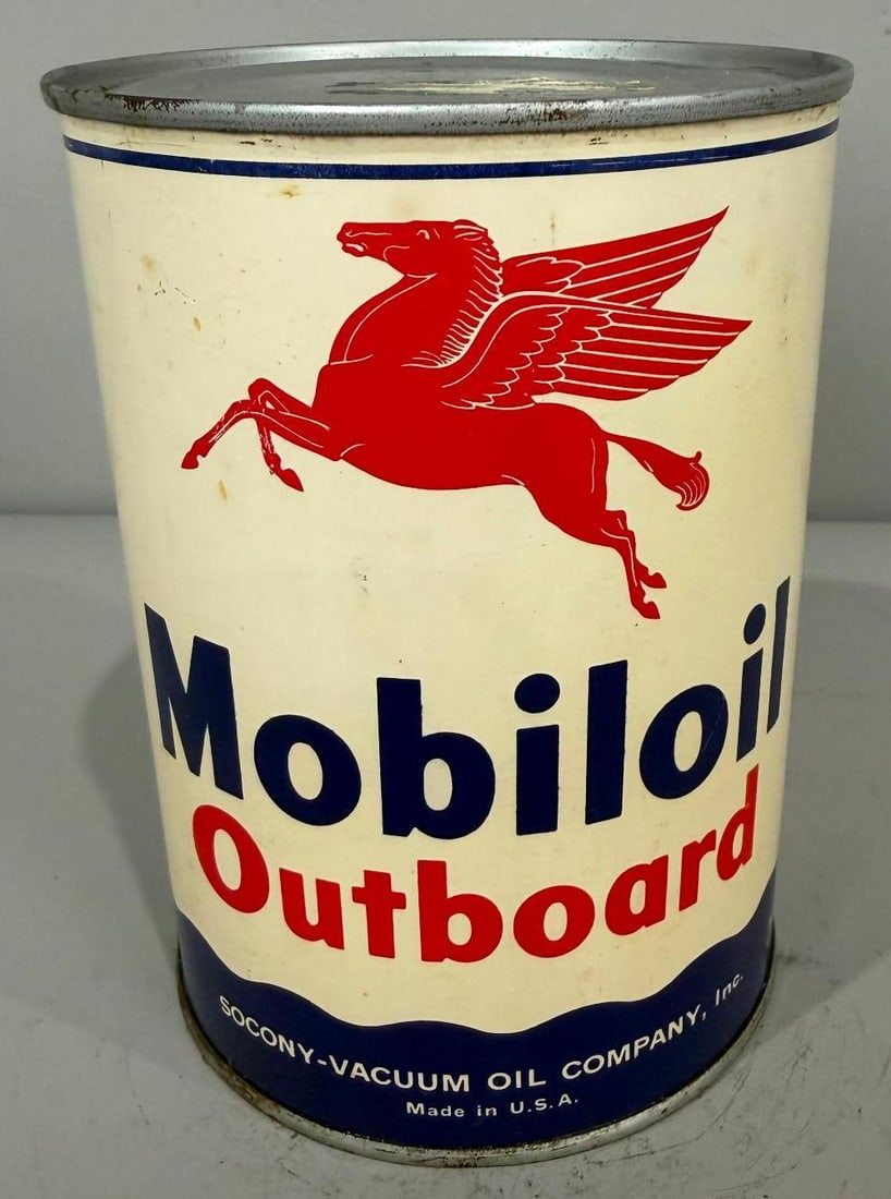 Mobiloil Outboard Metal Quart Can (1 of 3)