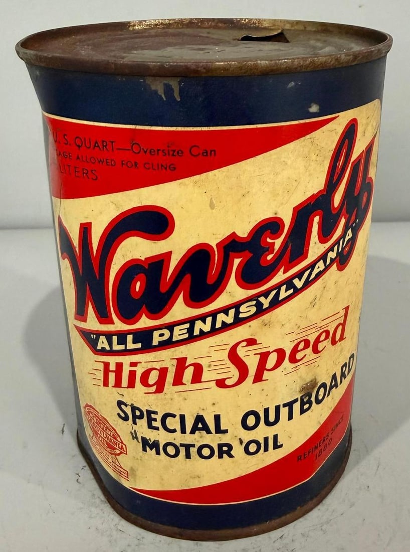 Waverly High Speed Motor Oil Metal Quart Can (1 of 3)