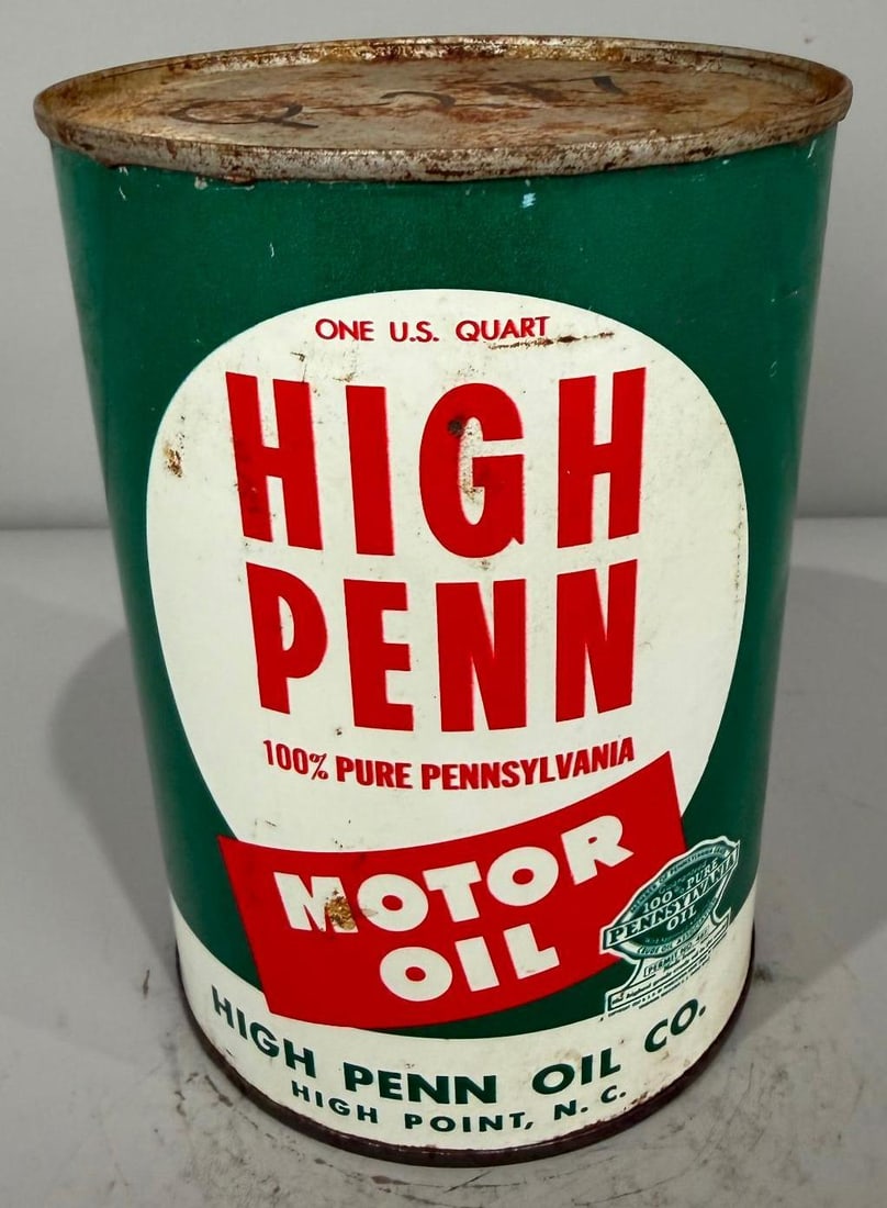 High Penn Motor Oil Metal Quart Can (1 of 4)
