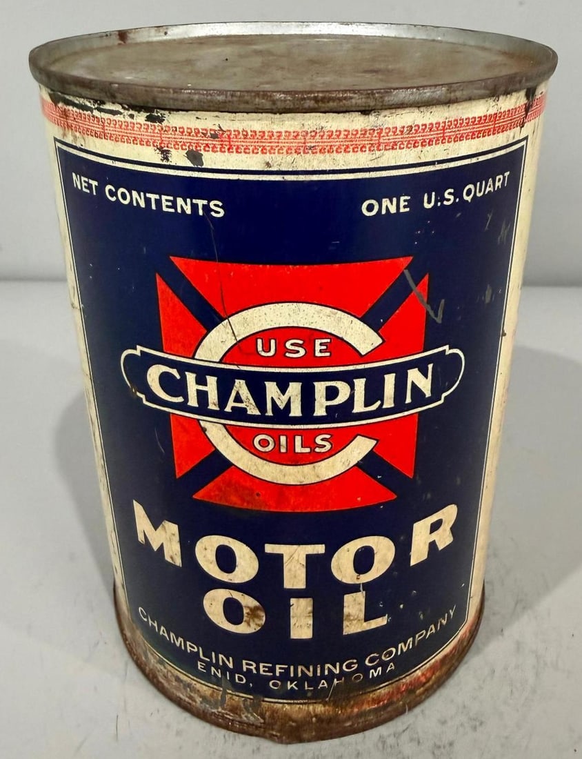 Champlin Motor Oil Metal Quart Can (1 of 3)
