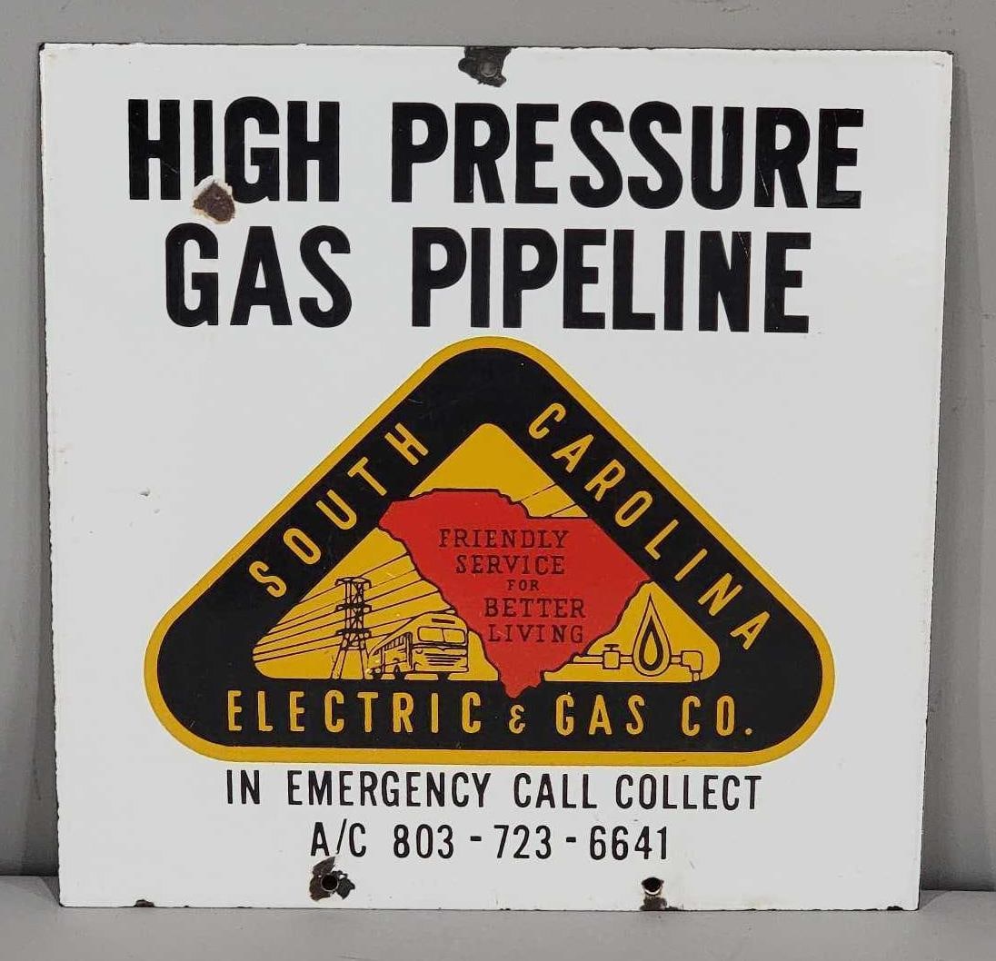 South Carolina High Pressure Gas Pipeline Porcelain Sign (TAC) (1 of 3)
