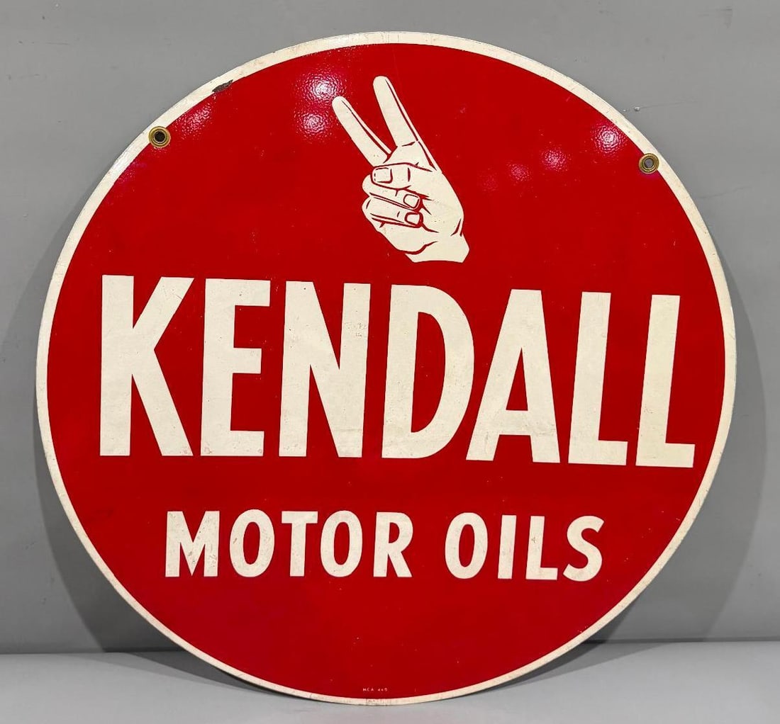 Kendall Motor Oils w/ 2 Finger Logo Metal Sign (1 of 6)