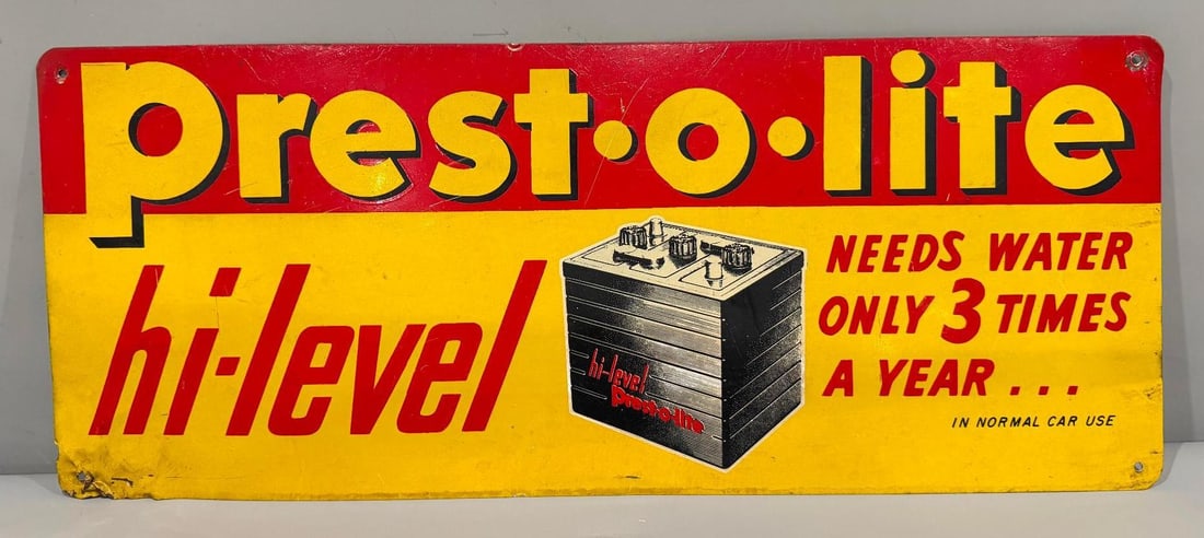 Prest-O-Lite Batteries w/ Graphic Metal Sign (1 of 4)