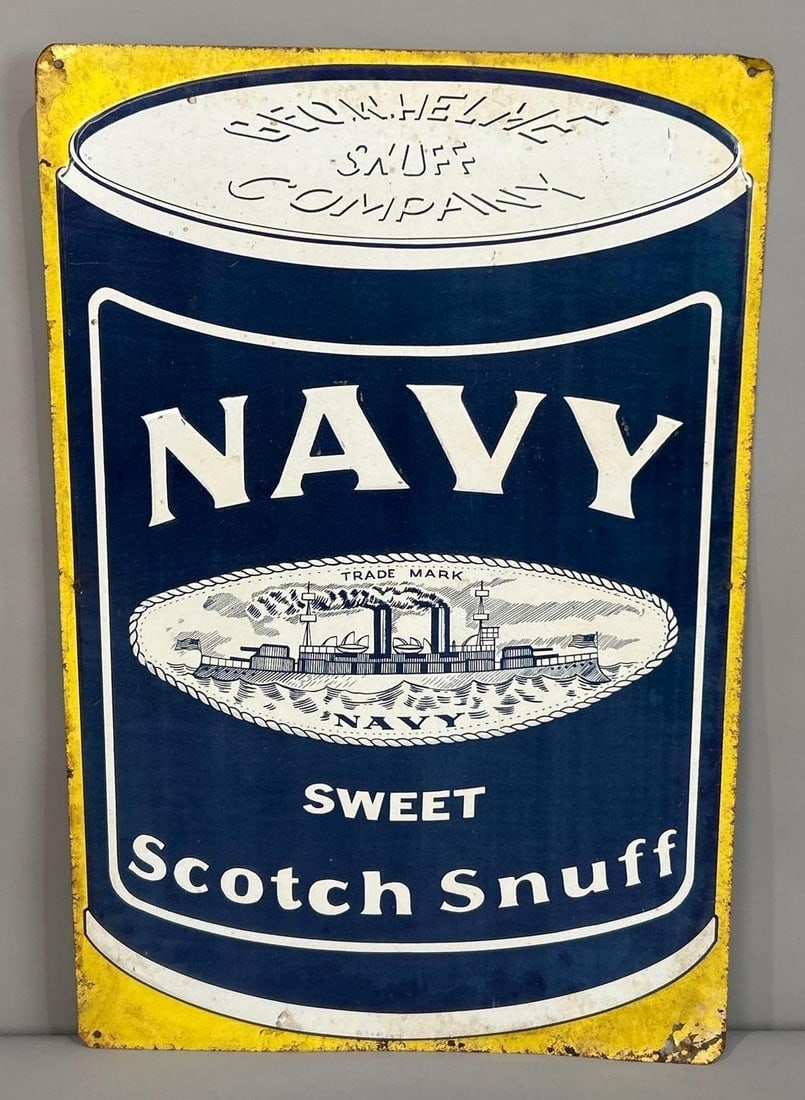 Navy Sweet Scotch Snuff Embossed Tin Sign W/ Naval Graphic (1 of 5)