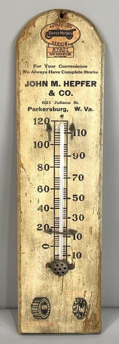 Early United Motors Wooden Thermometer Sign W/ Logo Graphic (1 of 4)