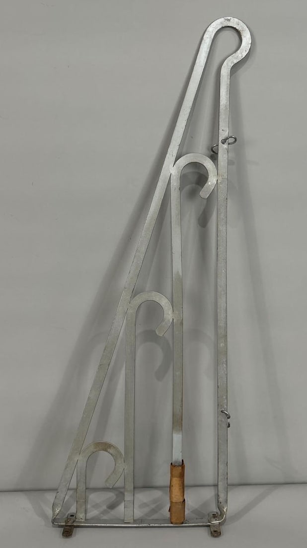 Original Metal Sign Hanger: 26"L., the holes are 13.5" on centers.