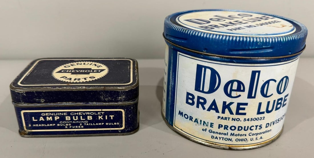 Lot of (2) Chevrolet Automotive Cans: both are metal and in good shape for the age