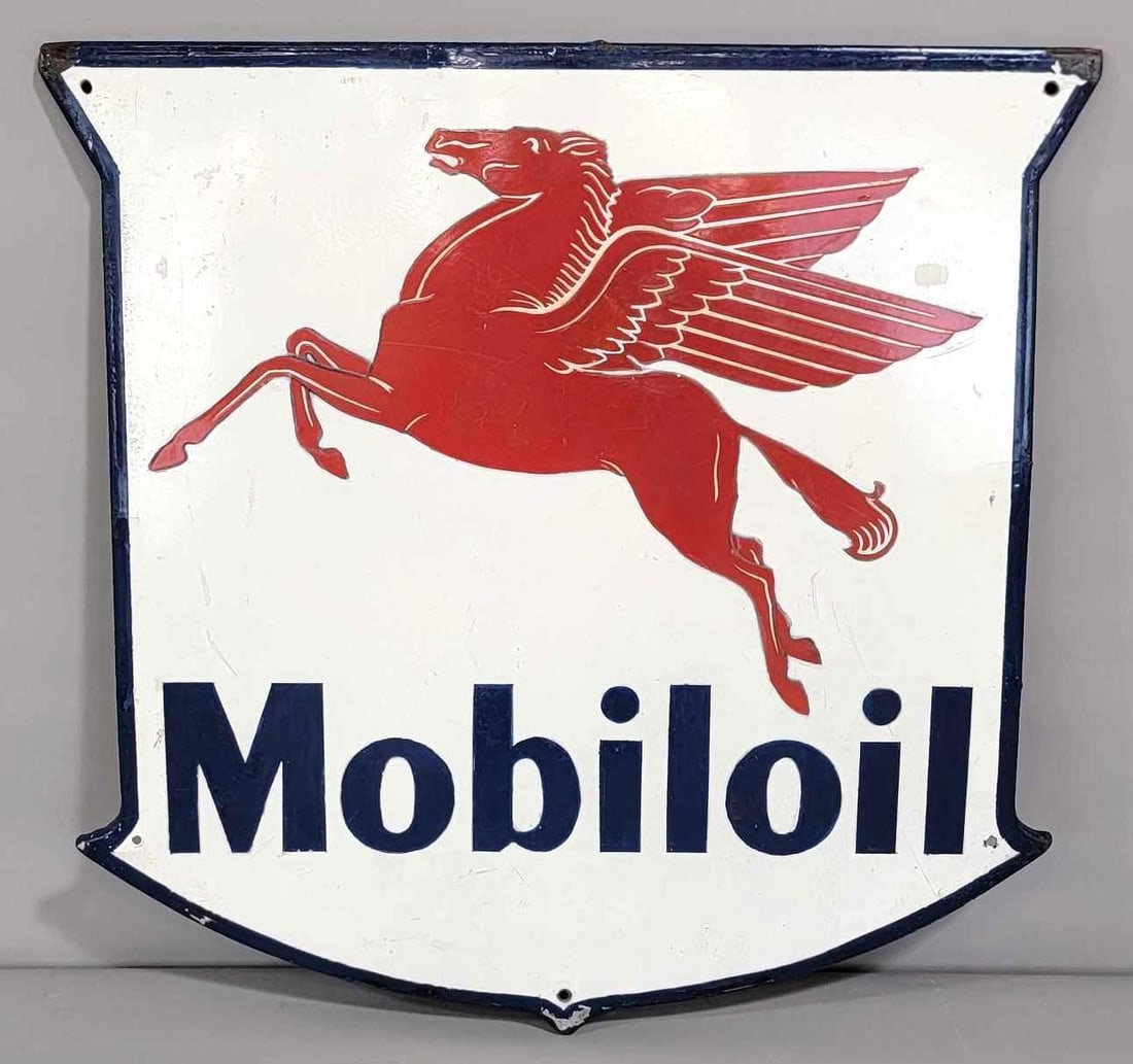 Mobiloil w/Pegasus Porcelain Sign (1 of 4)