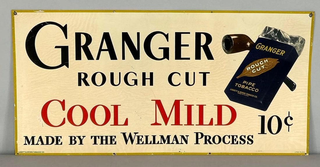Granger Pipe Tobacco Tin Sign W/ Tobacco And Smoking Pipe Graphic (1 of 5)