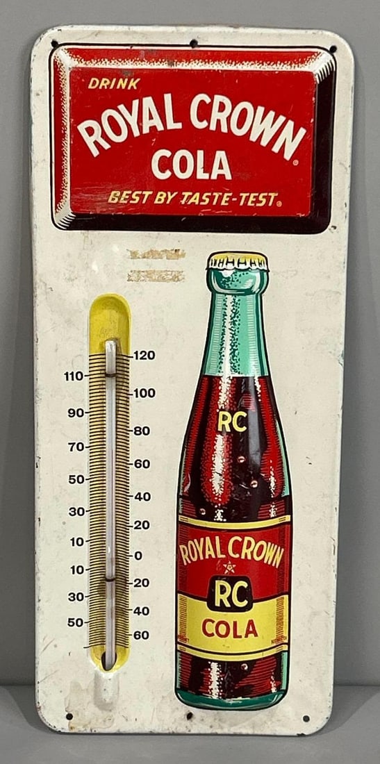 Royal Crown Cola Tin Thermometer W/ Deeply Embossed Bottle (1 of 5)