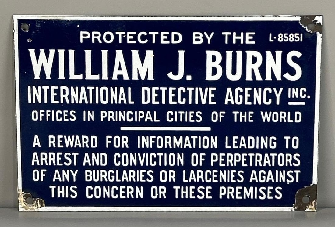 William J. Burns Detective Agency Porcelain Sign (1 of 5)