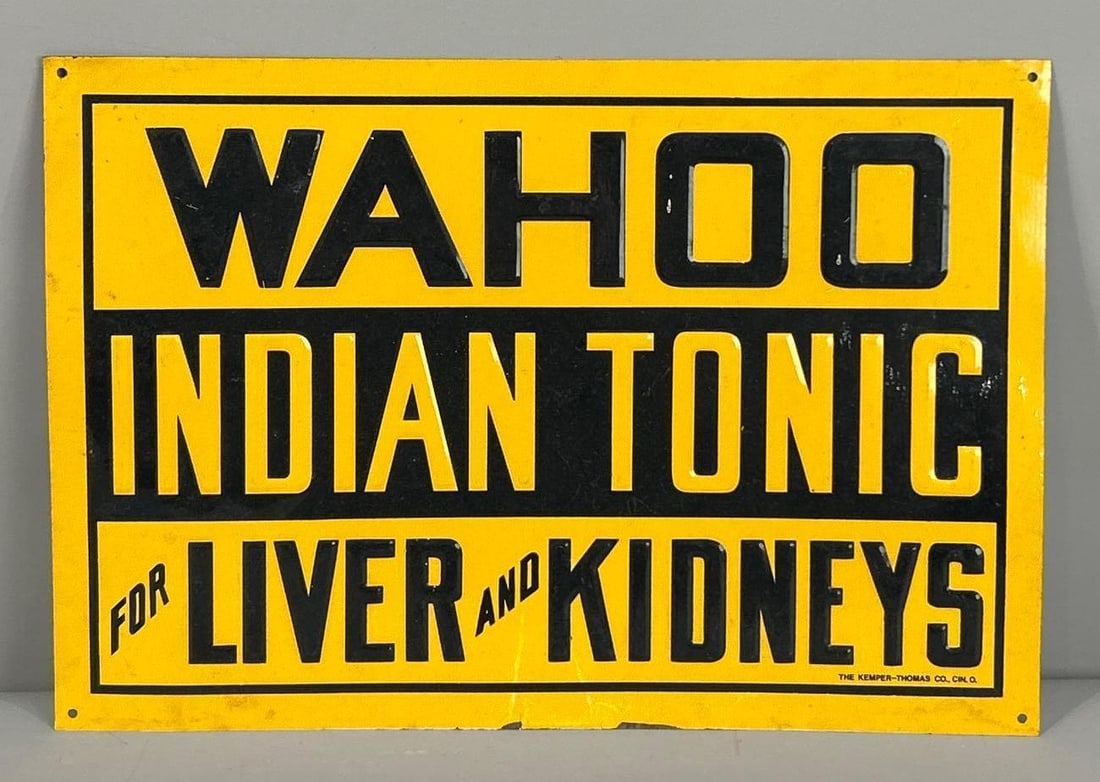 Wahoo Indian Tonic Metal Sign (1 of 2)