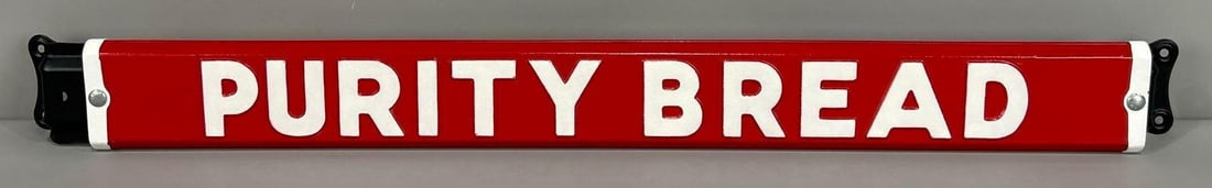 Purity Bread Metal Embossed Door Push Sign (repainted): 3"x30", repainted.