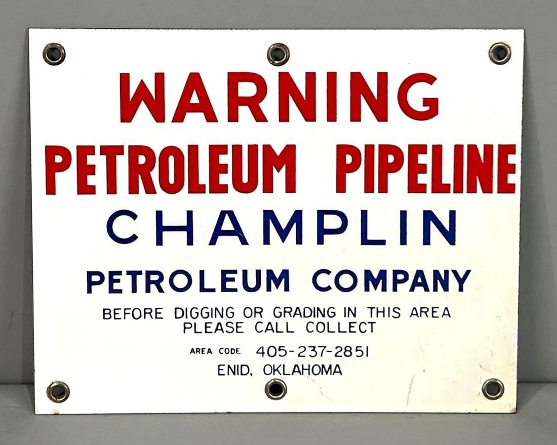 Champlin Waring Petroleum Pipeline Porcelain Sign (TAC) (1 of 5)