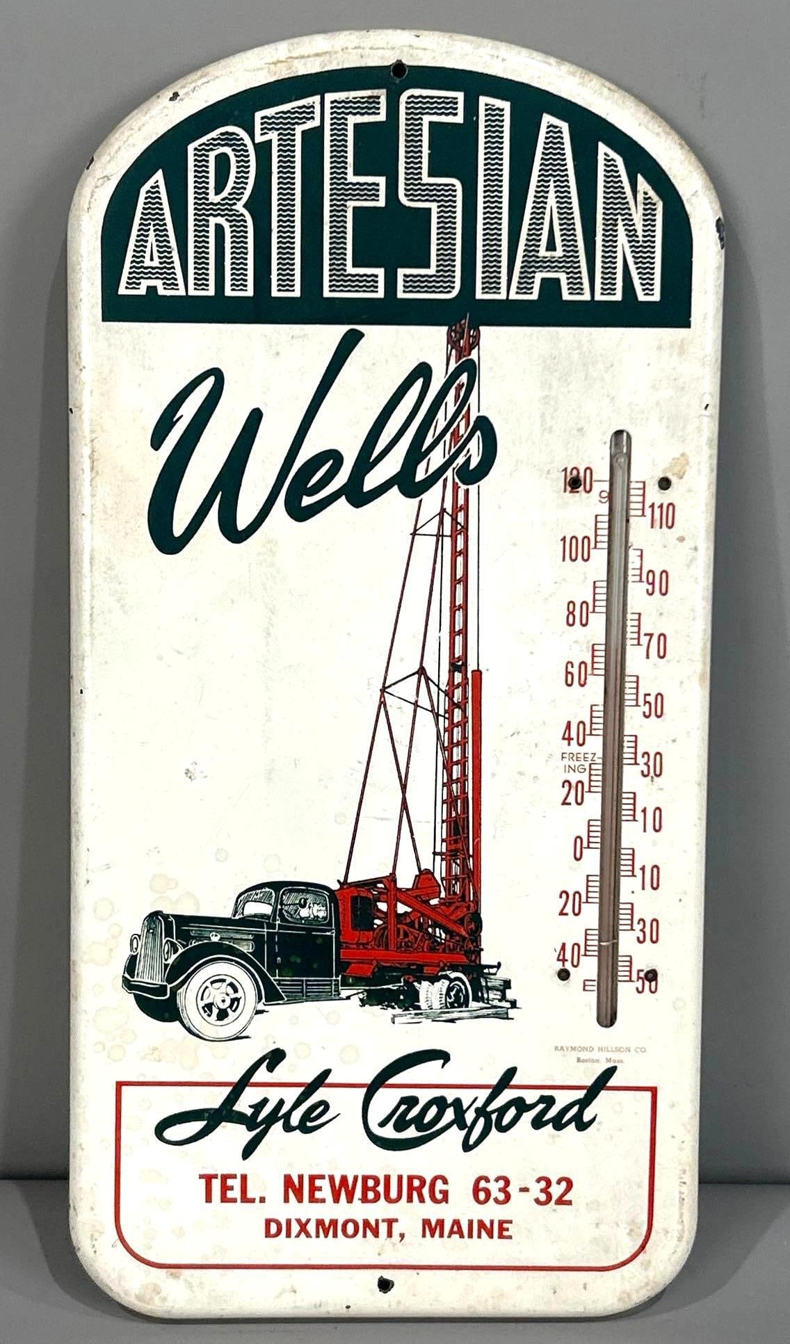 Artesian Wells w/Drilling Rig Image Metal Thermometer (TAC) (1 of 3)