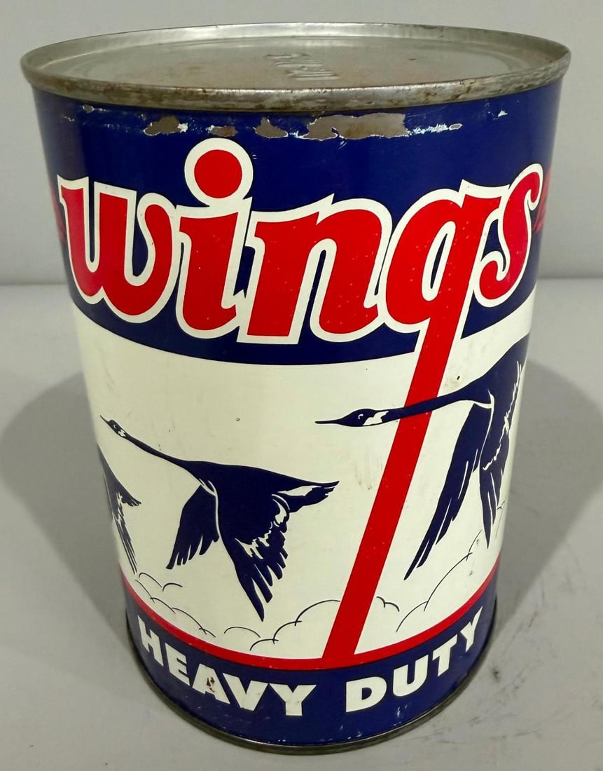 Wings Heavy Duty Motor Oil Metal Quart Can (1 of 3)