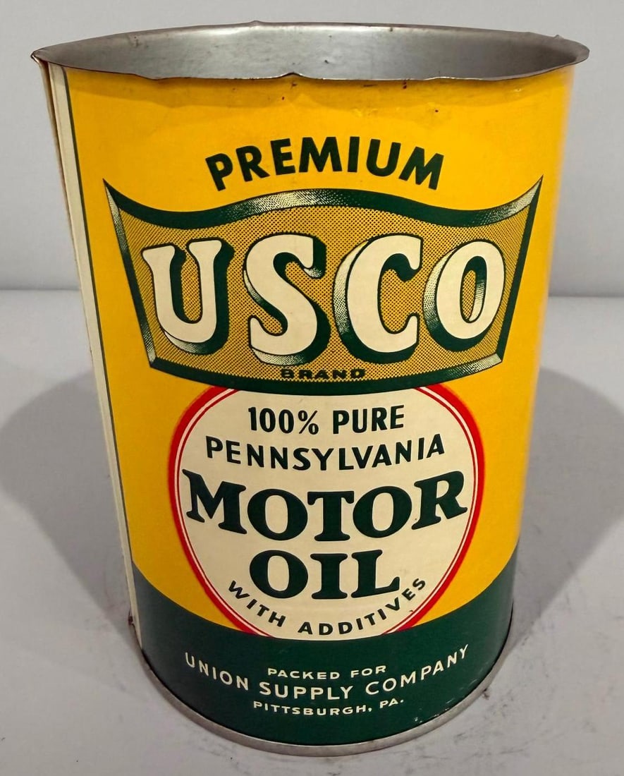 Usco Motor Oil Metal Quart Can (1 of 4)